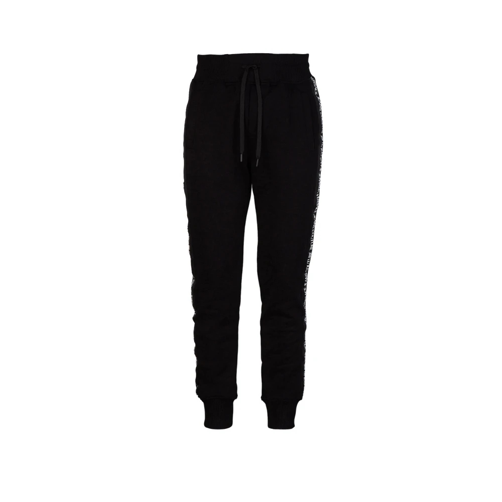 Versace Jeans Couture Zachte Lijn Jogger met Decoratieve Logo Banden Black Heren