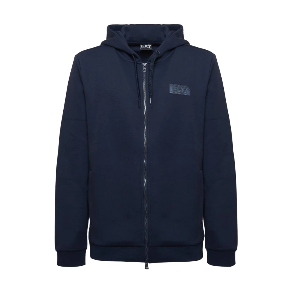 Emporio Armani Ea7 Men's Blue Zip-Throughs, 3XL, Zip Hoodie Sweatshirt With Logo