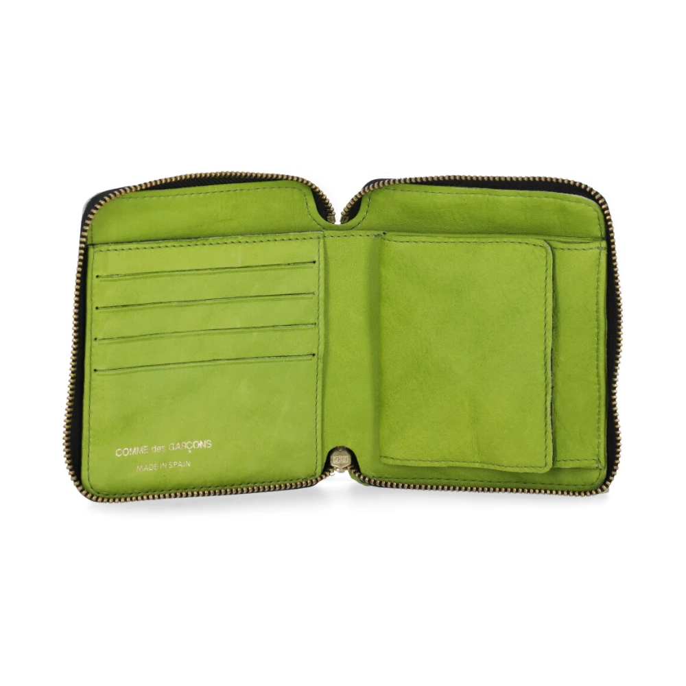 Comme des Garçons Groene Leren Portemonnee met Meerdere Zakken Green Dames