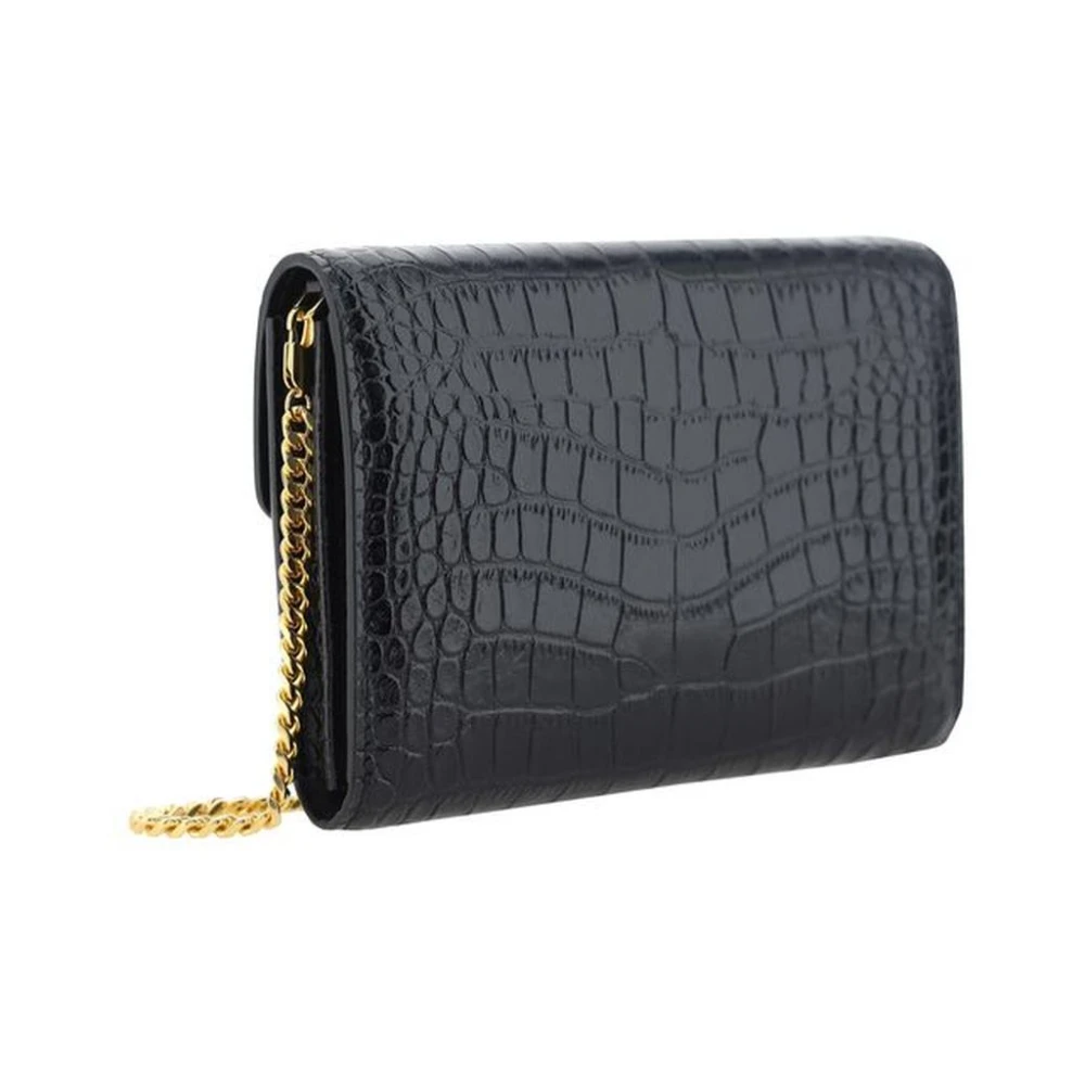 Tom Ford Mini Schoudertas van Kalfsleer met Ketting Black Dames