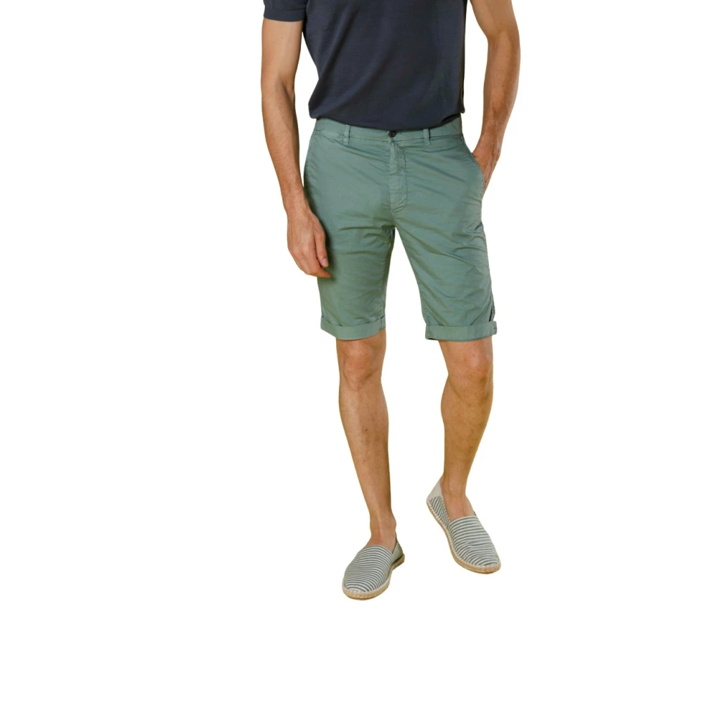 Mason's Stretch Gabardine Bermuda Shorts Regular Fit Green Heren