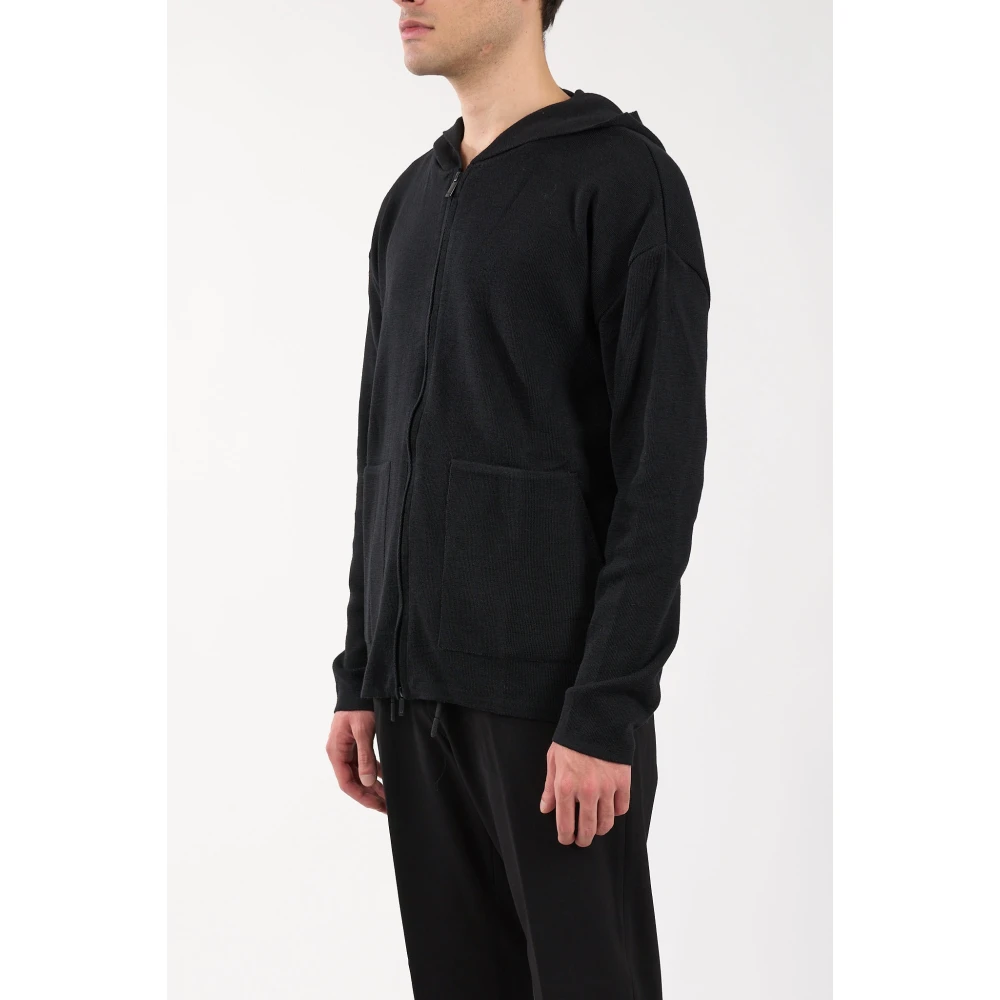 Hevo Cardigan met rits van wolmix Black Heren