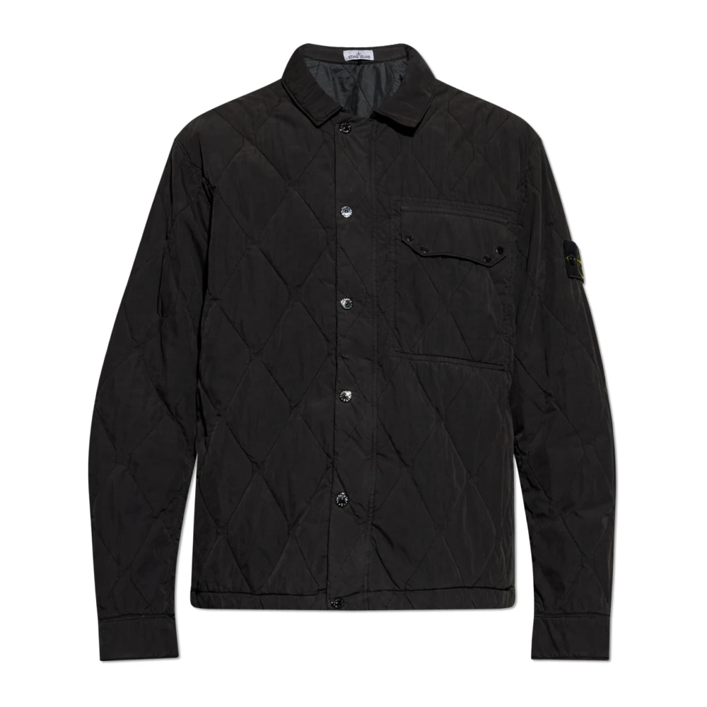 Stone Island Gewatteerde jas met logo Black Heren
