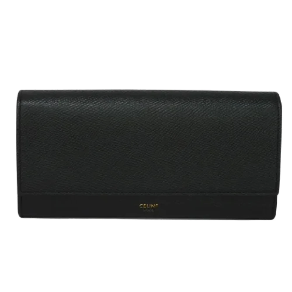 Celine Vintage Pre-owned Leather wallets Black Dames