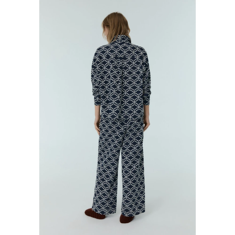 The New Society Straight-cut Pants Set Blue Dames