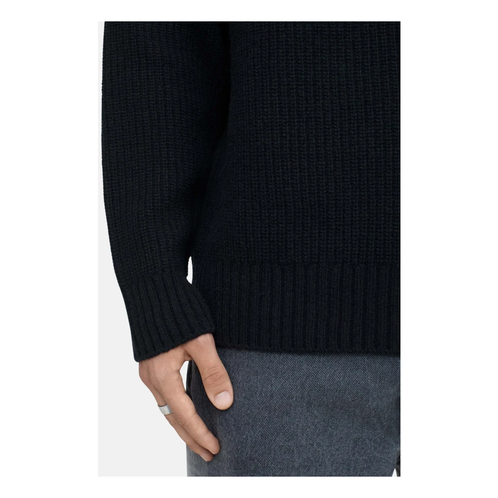 closed Raglan ronde hals geribbelde trui Black Heren