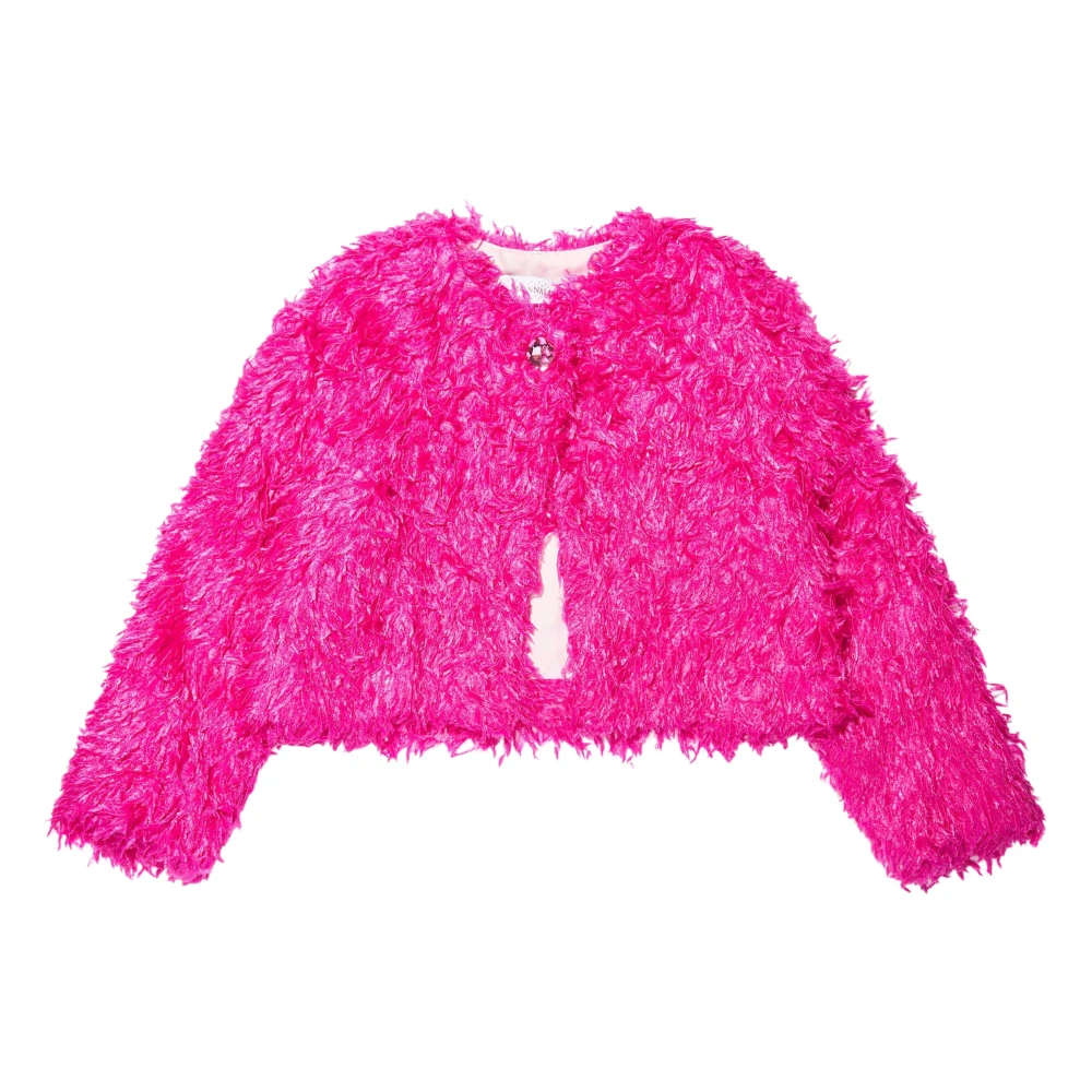 Monnalisa Girls Pink Winter Jackets, 14 Y, Feathered Jacket For