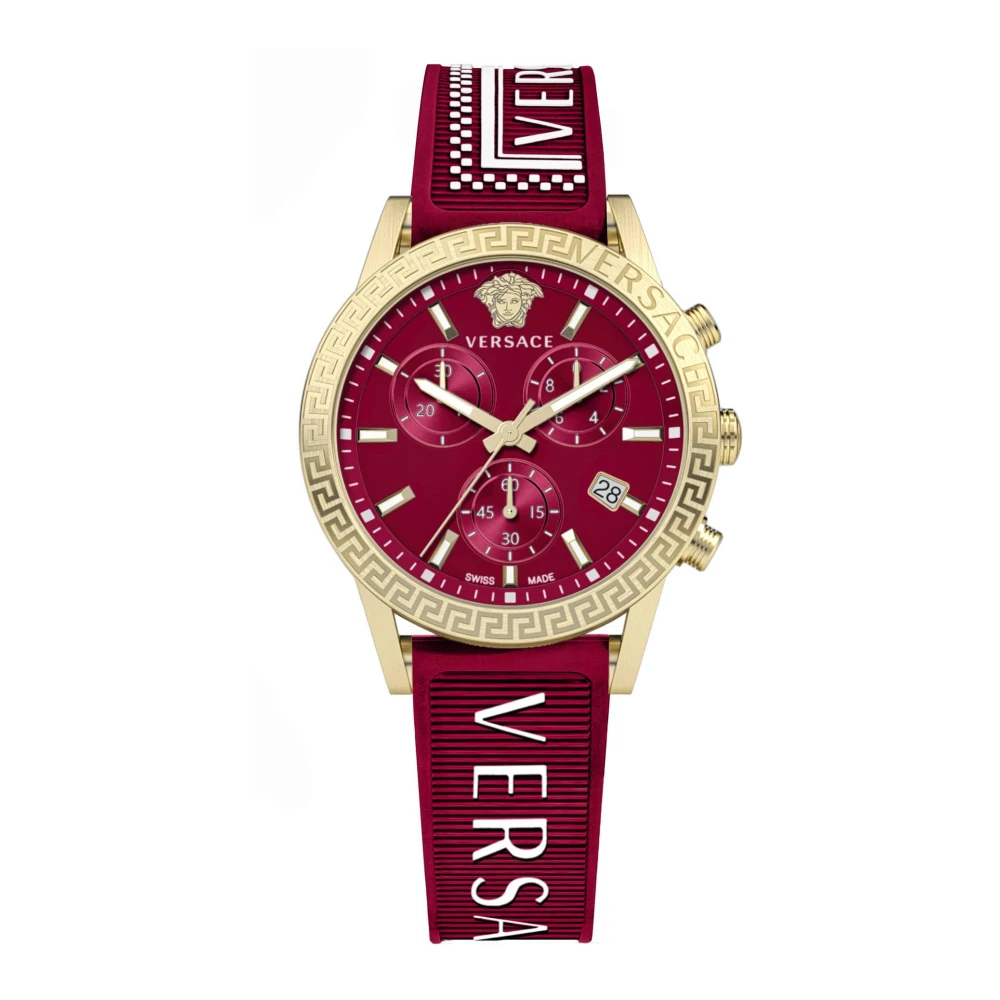 Versace Women's Red Sport Tech Chronograph Rubber Watch