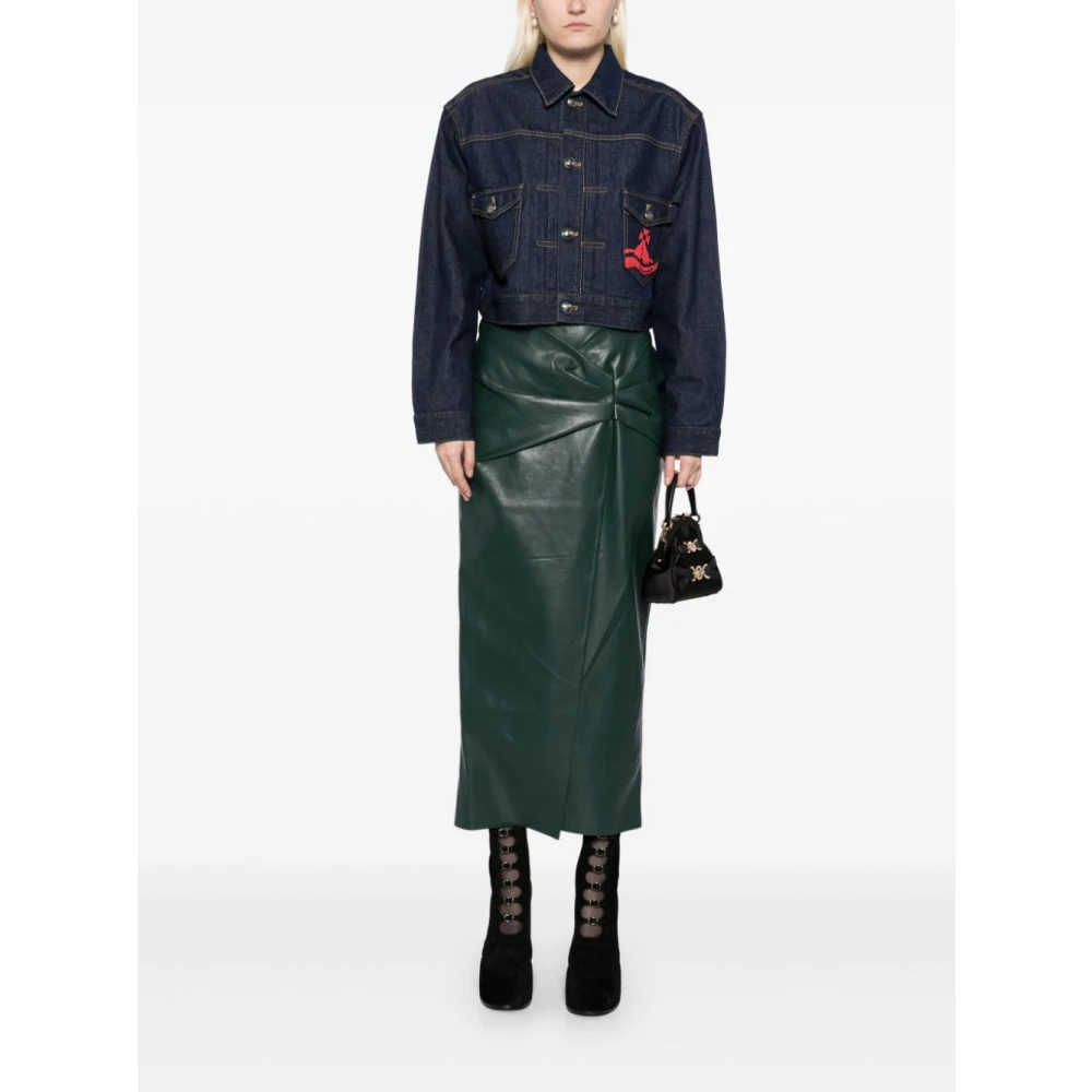 Vivienne Westwood Blauwe Denim Jas met Orb Borduursel Blue Dames