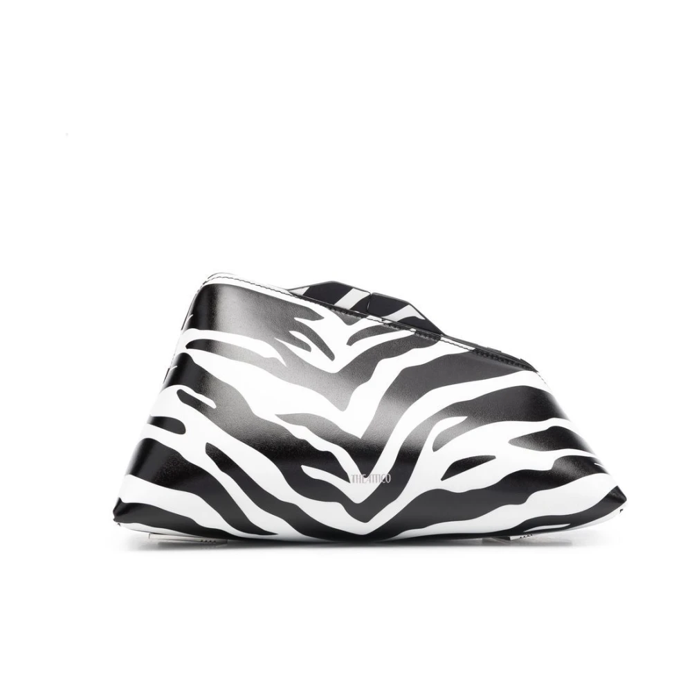 The Attico Logo-Print Clutch Tas in Wit Zwart Zebra Print White Dames