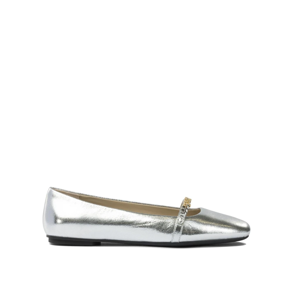 Pinko Damen Grau Elegante Ballerinas Mit Eckiger Spitze Und Verziertem Riemen