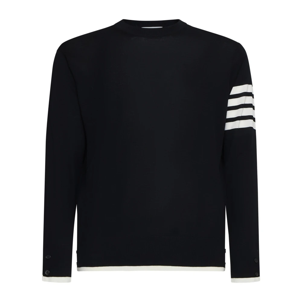 Thom Browne Zwarte 4-Bar Crew Neck Sweater Black Heren