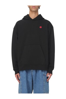 sweat-a-capuche-noir-floral-elegant