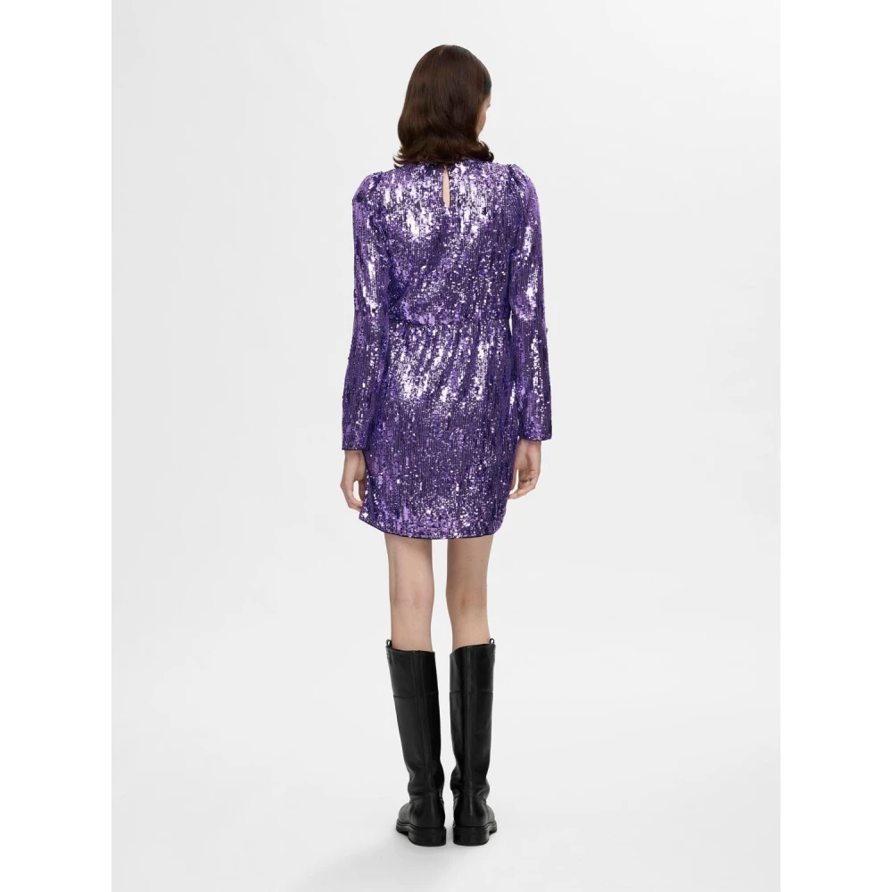 Selected Femme Ari-Colyn LS Short Sequins Dress Purple Dames