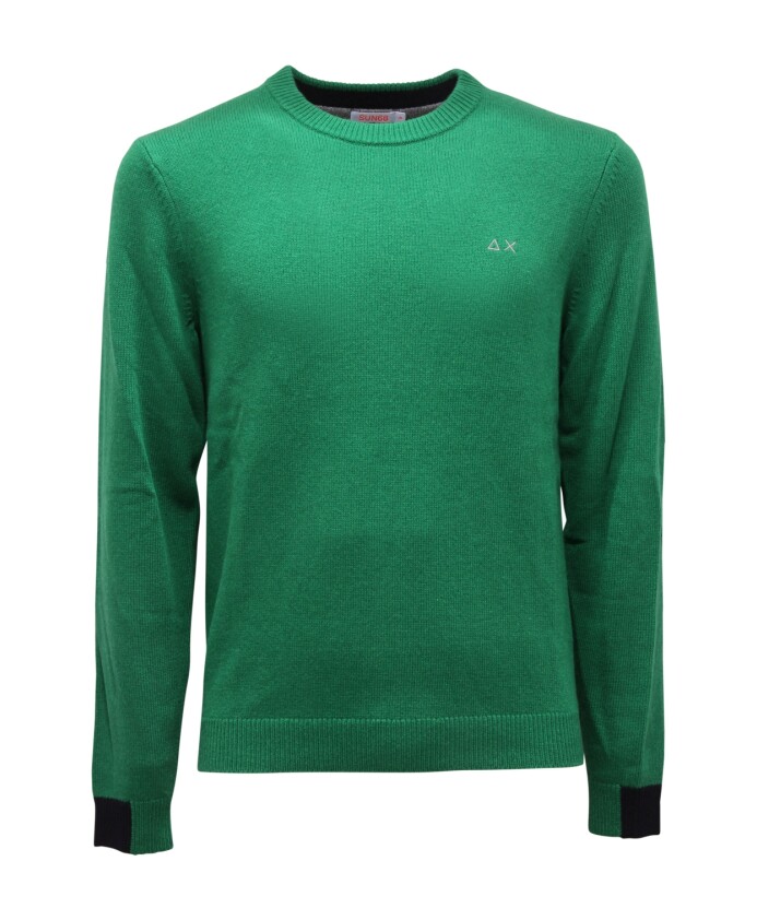 pull-en-laine-melangee-vert-col-rond