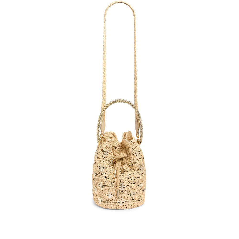Paco Rabanne Natuurlijke Raffia Schoudertas met Kettinghandvat Beige Dames