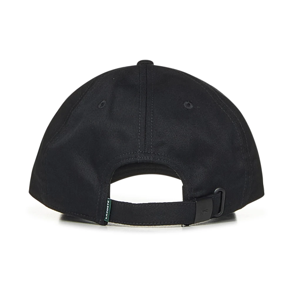 Lacoste Zwarte Katoenen Gebogen Rand Hoed Black Heren