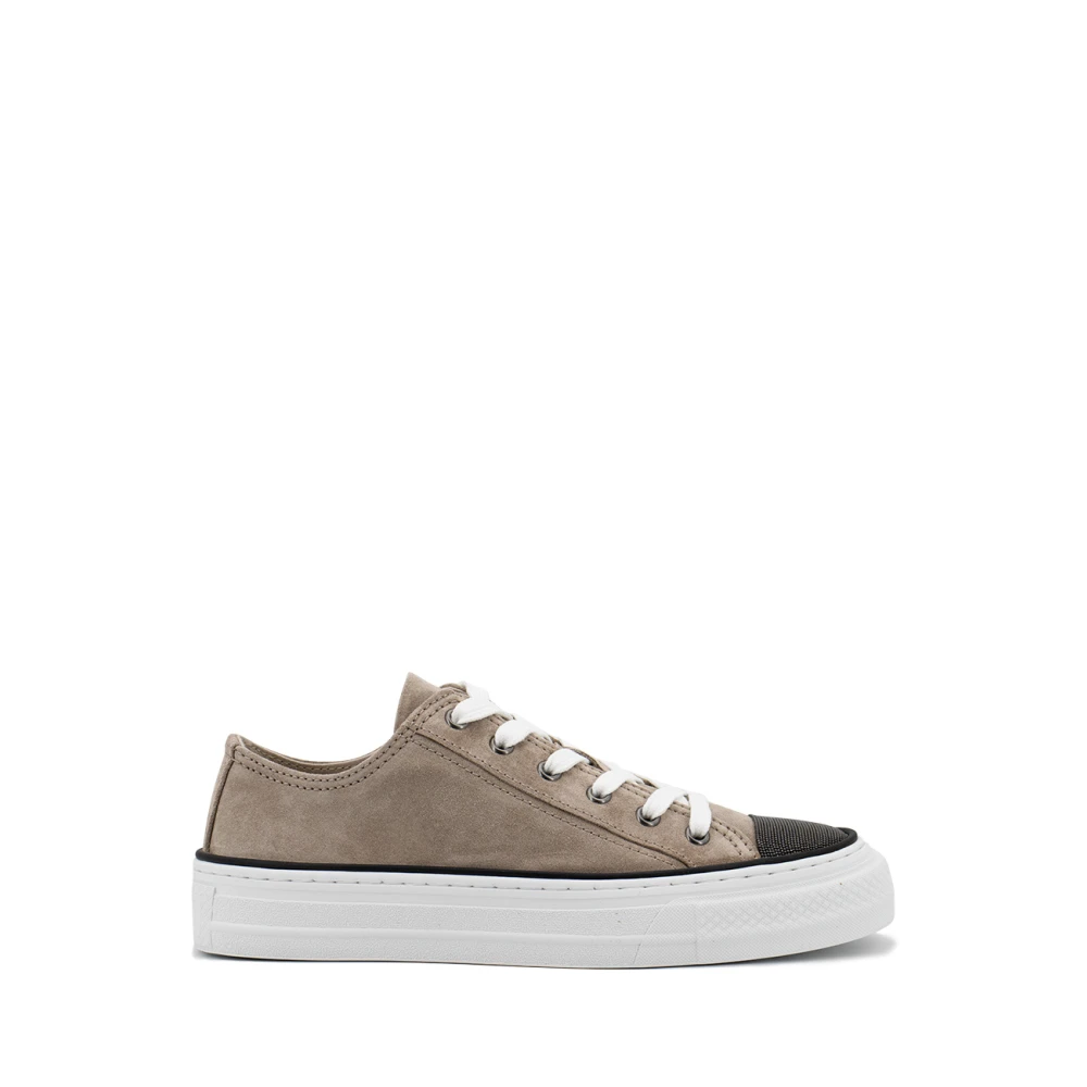 Brunello Cucinelli Women's Brown Luxurious Walnut Lace Sneakers