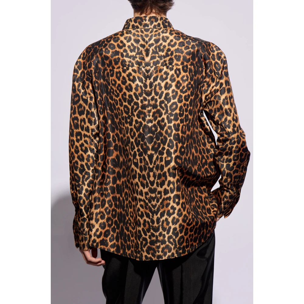 Saint Laurent Shirt met dierenmotief Brown Heren