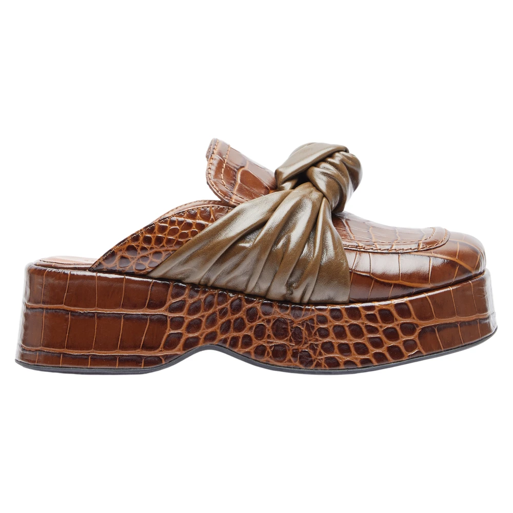 Rejina Pyo Women's Brown Knot Platform Mules - Mules - 4 Uk - Shoes