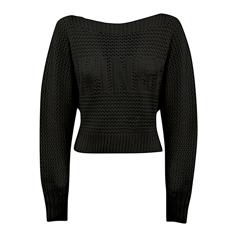 Twinset Zwarte Gebreide Trui Boothals Black Dames