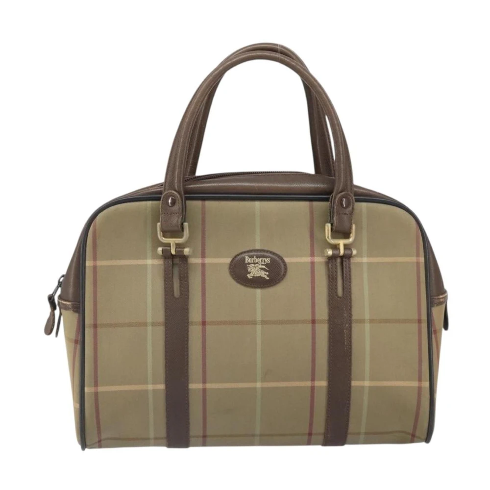 Burberry Vintage Women's Beige Pre-Owned Plaid Boston Bag