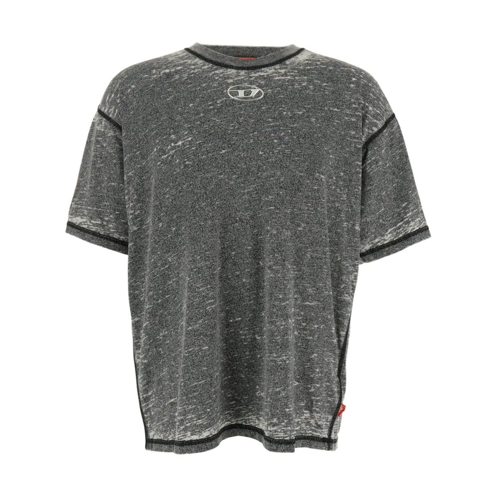 Diesel Grijze Crewneck T-shirt met Contrasterende Stiksels Gray Heren