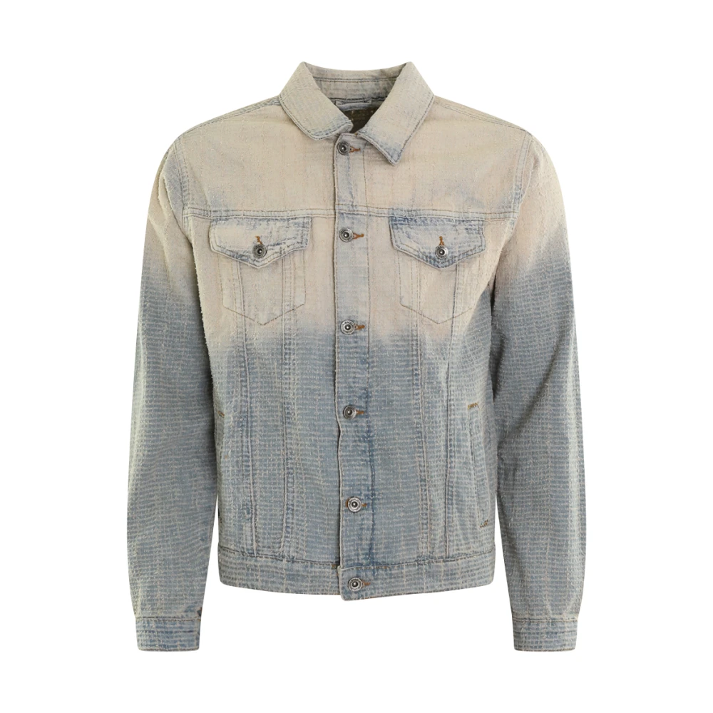 Flâneur Faded Tweed Denim Jacket Beige, Herr