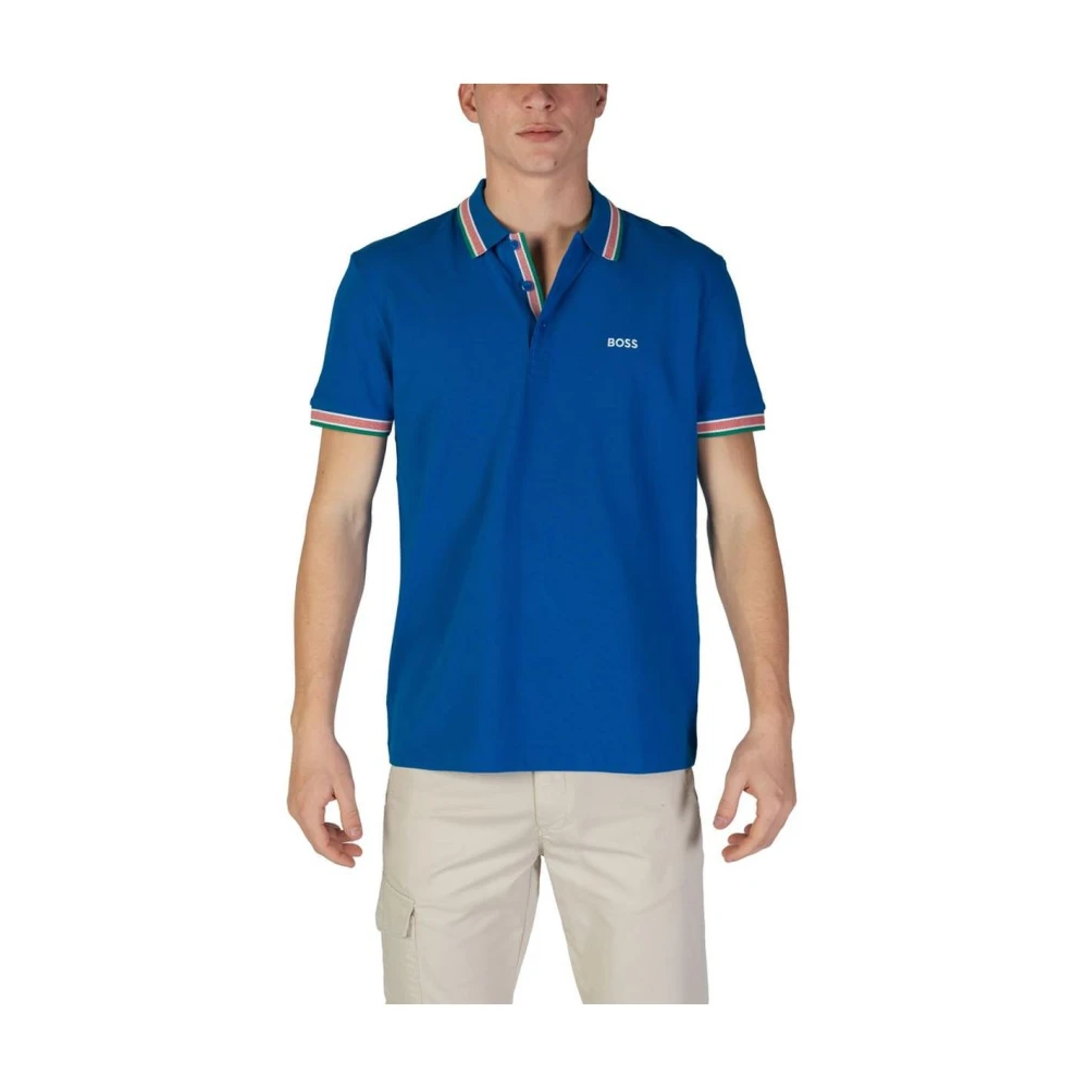 Hugo Boss Blauw Katoenen Polo Shirt Korte Mouw Blue Heren