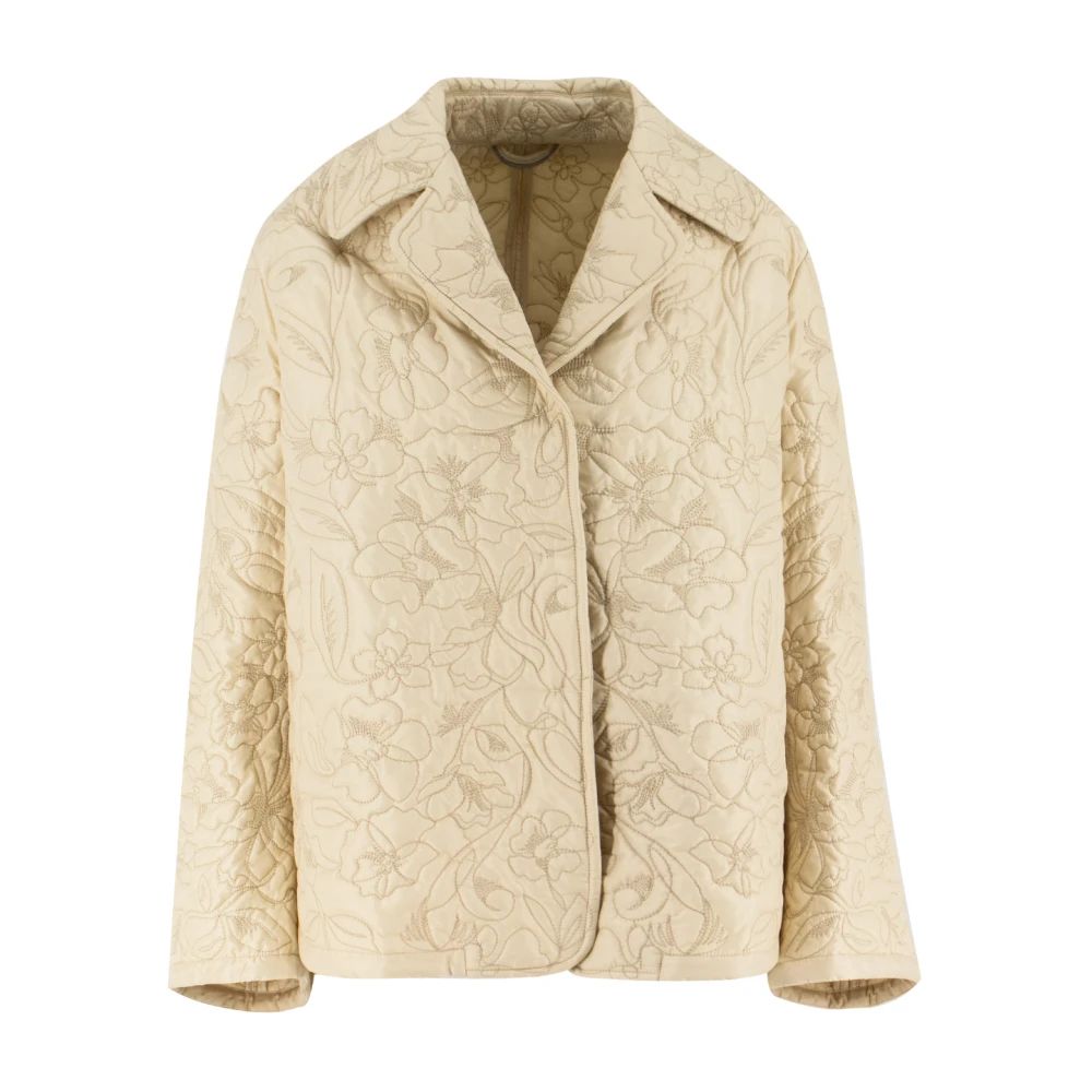 Ermanno Scervino Bloemen Quilted Asymmetrische Jas Beige Dames