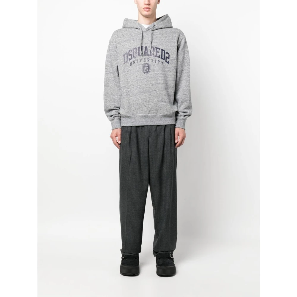 Dsquared2 Grijze University Logo Hoodie Gray Heren