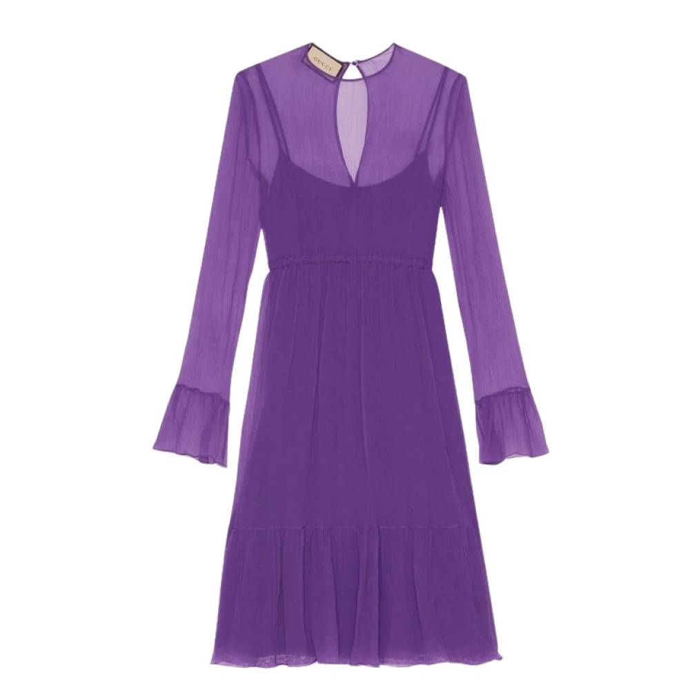 Gucci zijden chiffon midi jurk Purple Dames