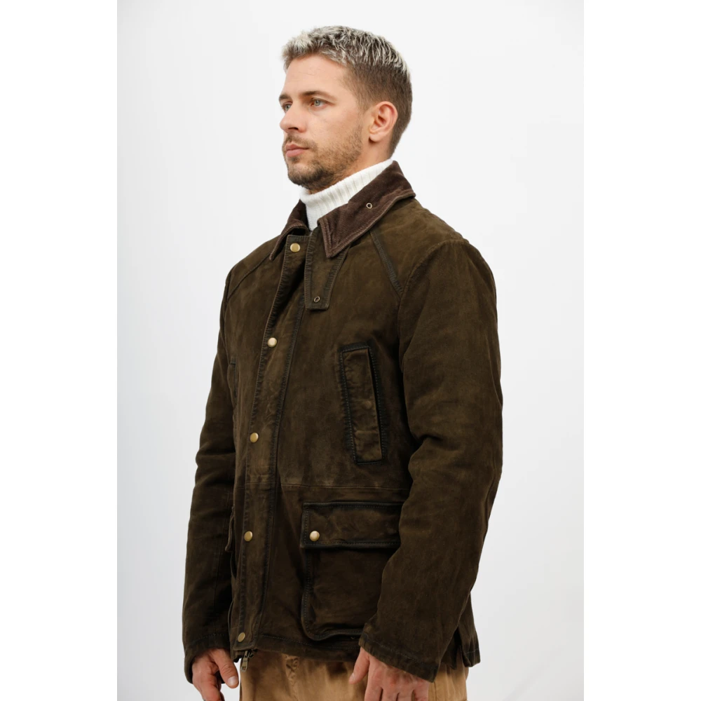 The Jack Leathers Suède Jachtjas met Fluweel Kraag Brown Heren
