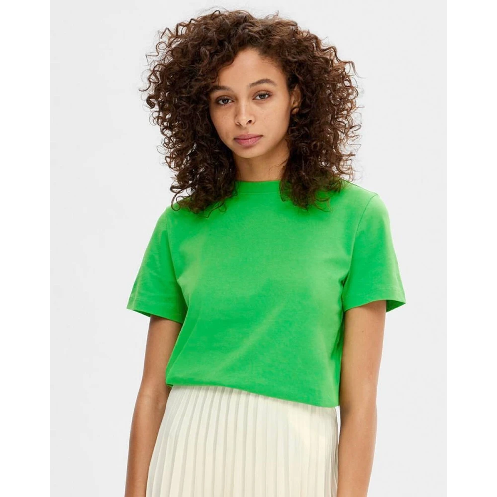 Selected Femme Essentiële O-Hals T-shirt Green Dames