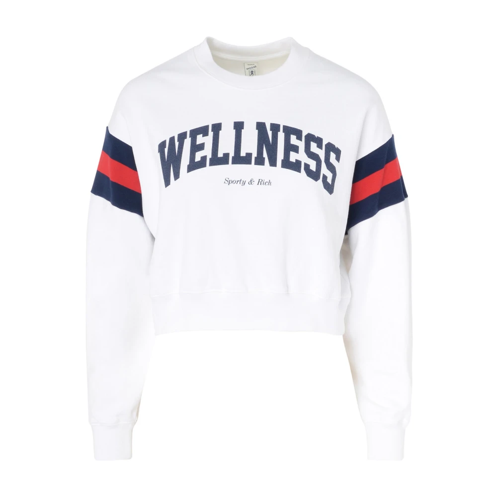 Sporty & Rich Witte en blauwe cropped hoodie White Dames