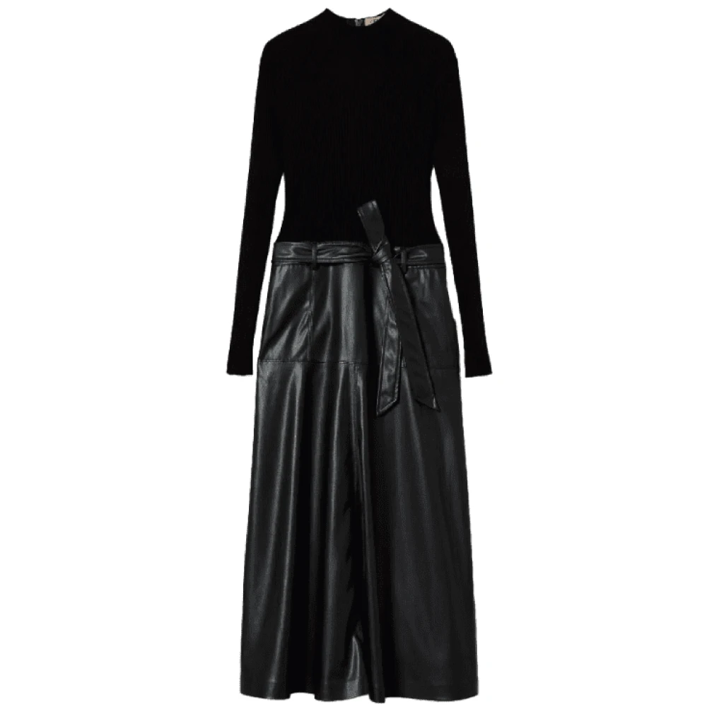 Twinset Zwarte Uitlopende Jurk Black Dames