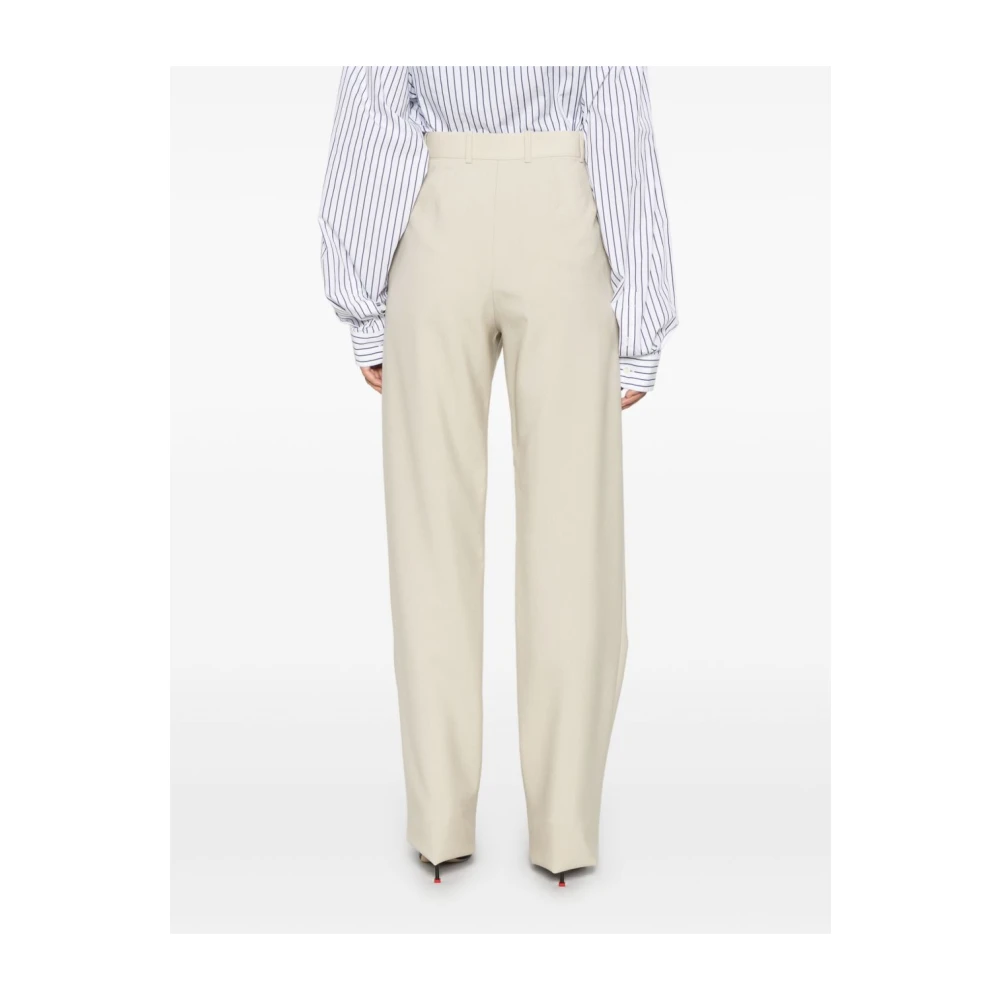 Saint Laurent Beige Geplooide Broek met Verborgen Sluiting Beige Dames
