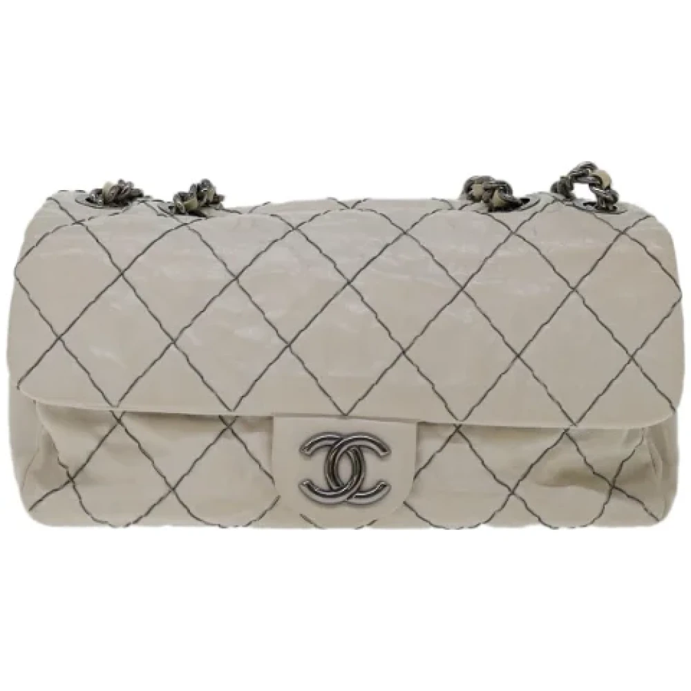 Chanel Vintage Pre-owned Leather chanel-bags Gray Dames