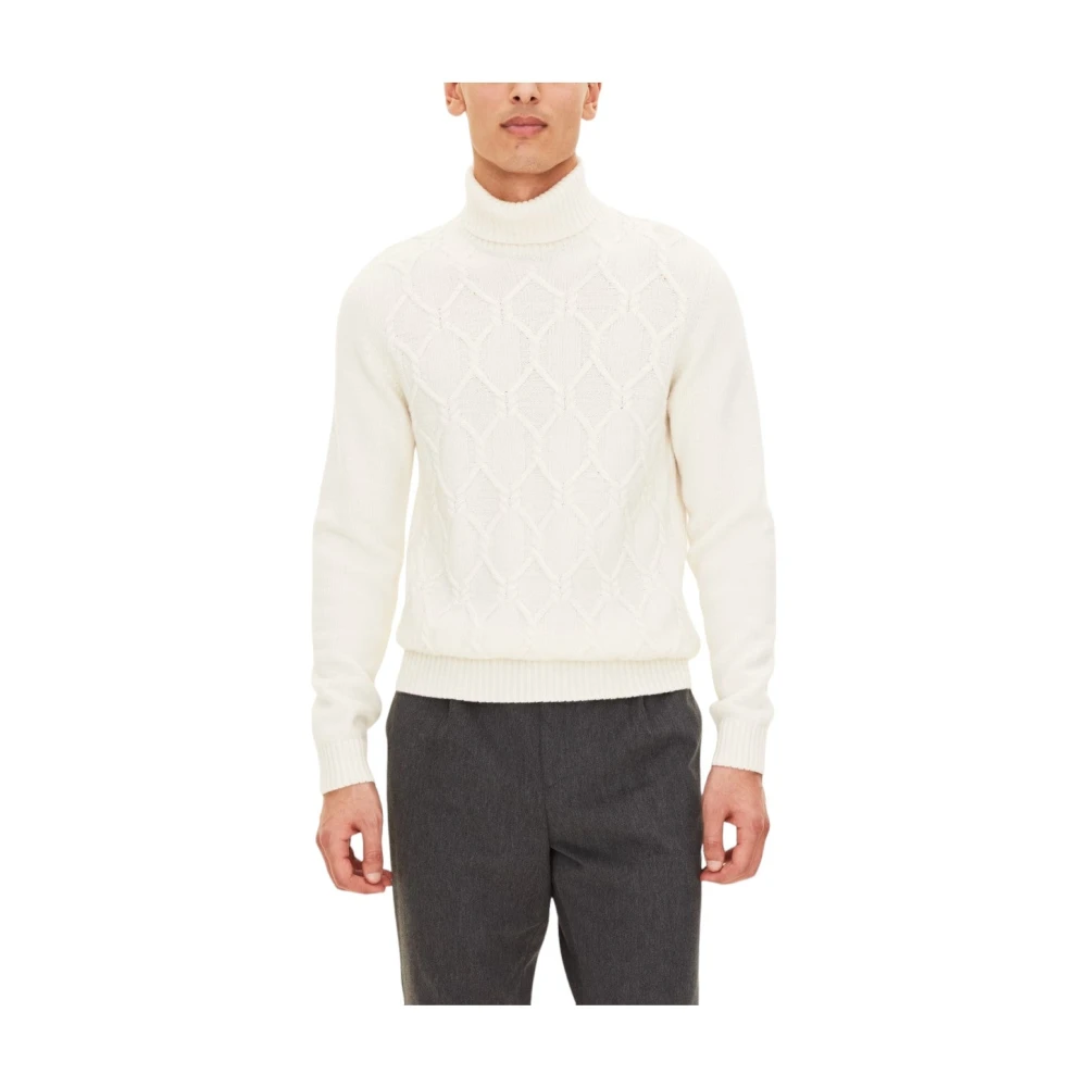 Oscar Jacobson Beige Rollneck Trui Structuur White Heren