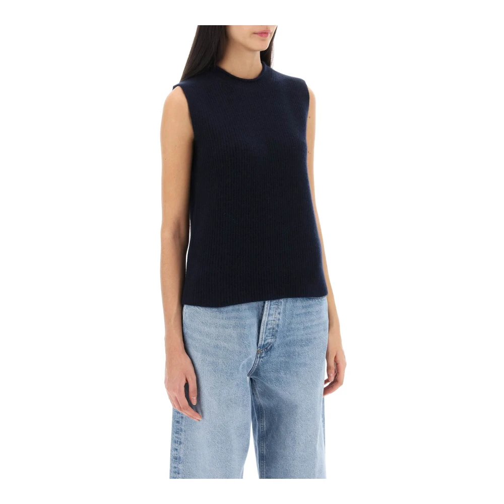 Guest In Residence Kasjmier Ribgebreide Vest Blue Dames