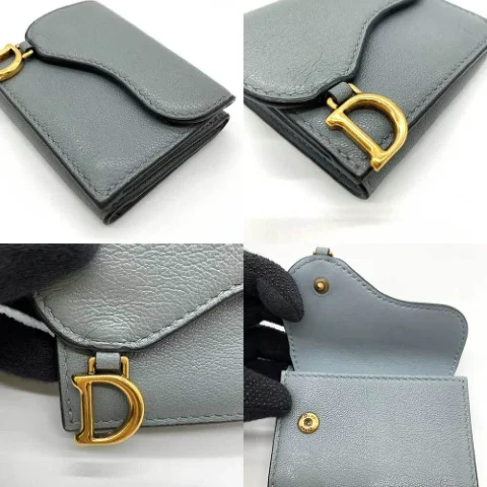 Dior Vintage Pre-owned Leather wallets Gray Dames