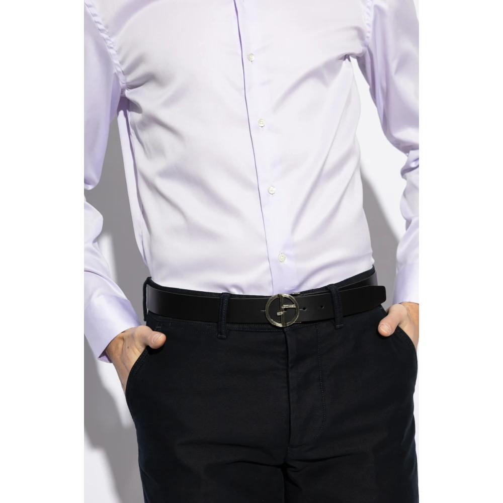 Giorgio Armani Leren riem Black Heren
