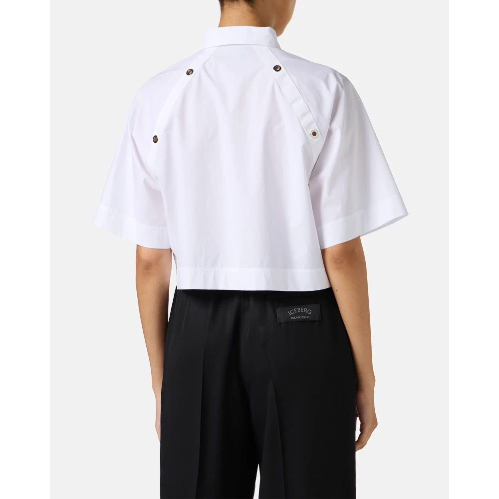 Iceberg Witte cropped fit overhemd van katoenpopeline White Dames