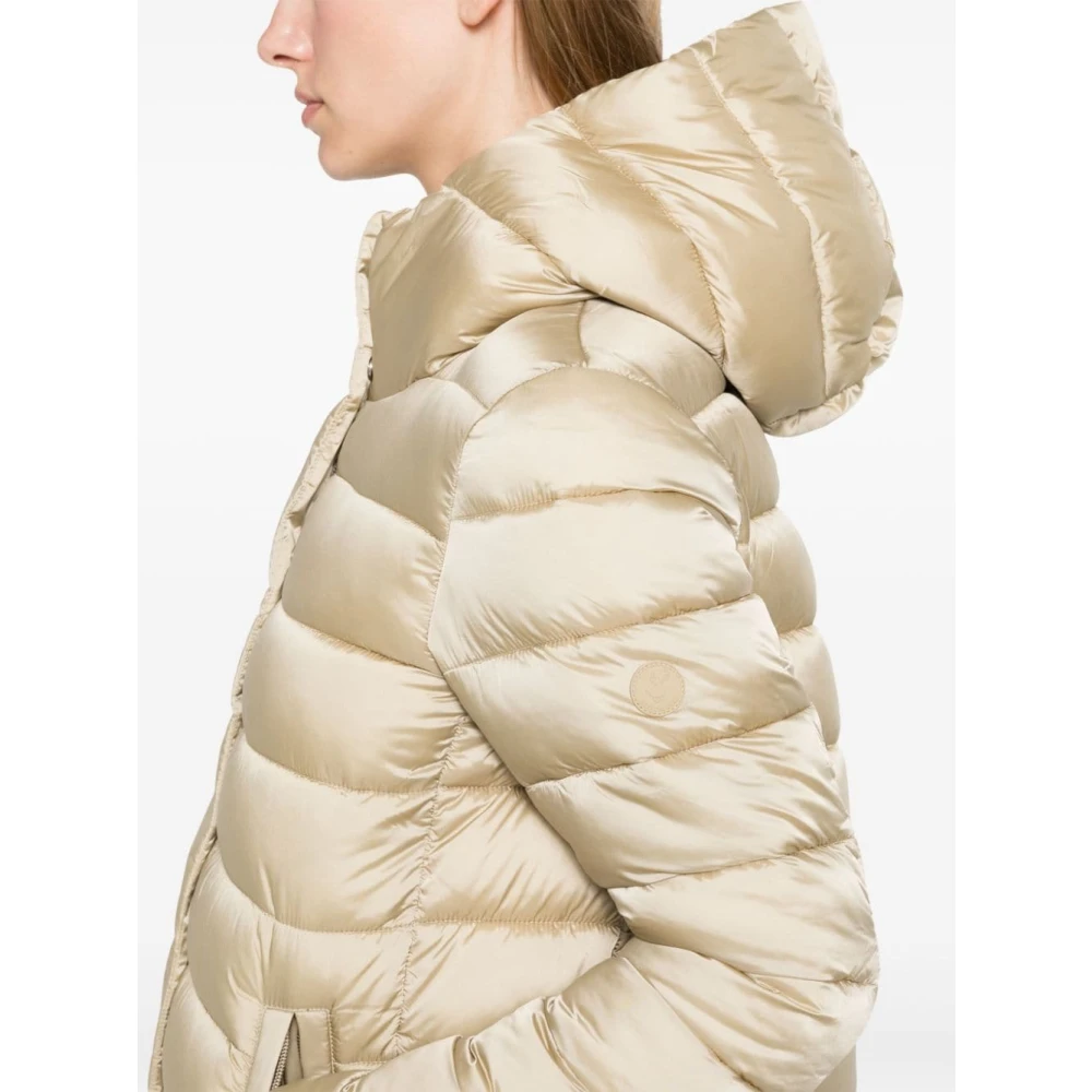 Save The Duck Glanzende waterbestendige nylonjas Beige Dames