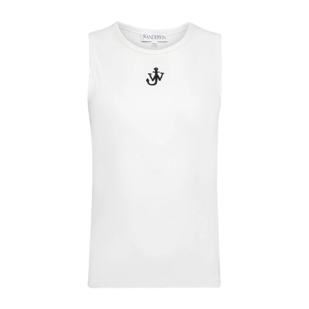 Jw Anderson Women's White Anchor Logo Tank Top