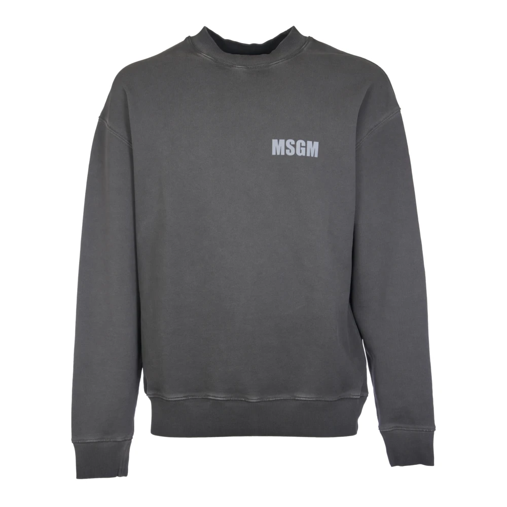 Msgm Antraciet Crewneck Sweater Gray Heren