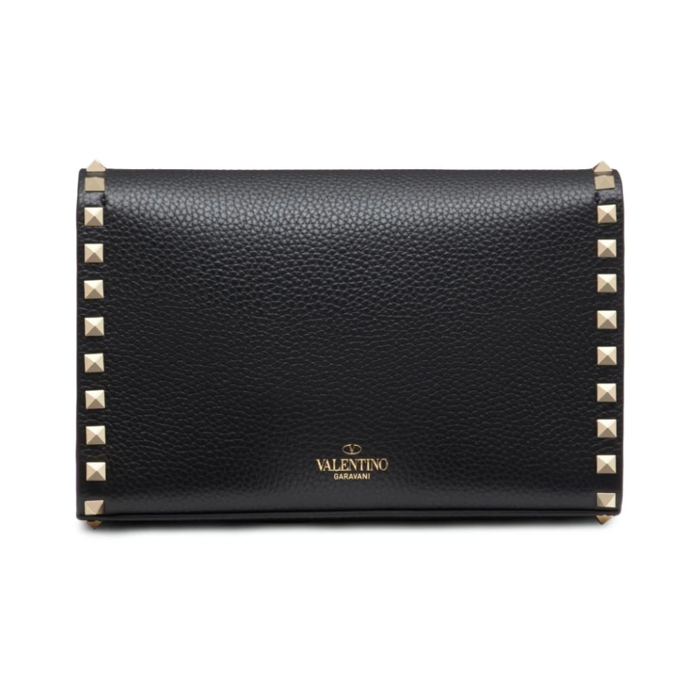 Valentino Garavani Zwarte Leren Rockstud Tassen Black Dames