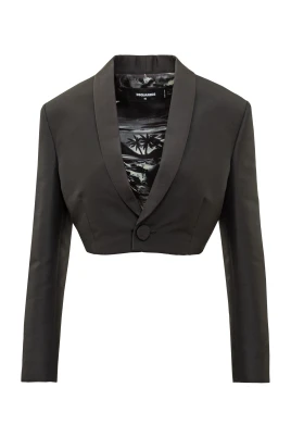 Cropped Blazer med tryck på insidan
