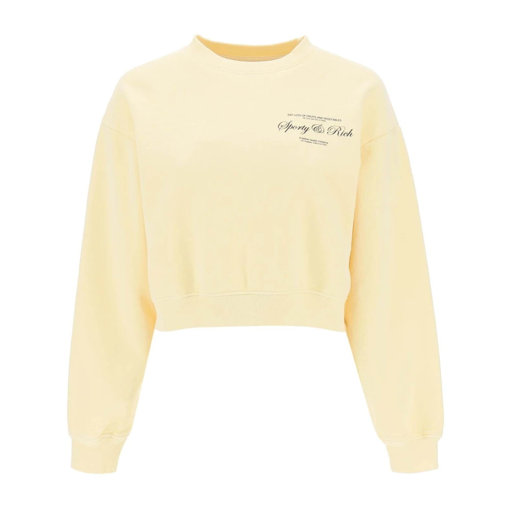 Sporty & Rich Logo Print Cropped Sweatshirt Yellow Dames