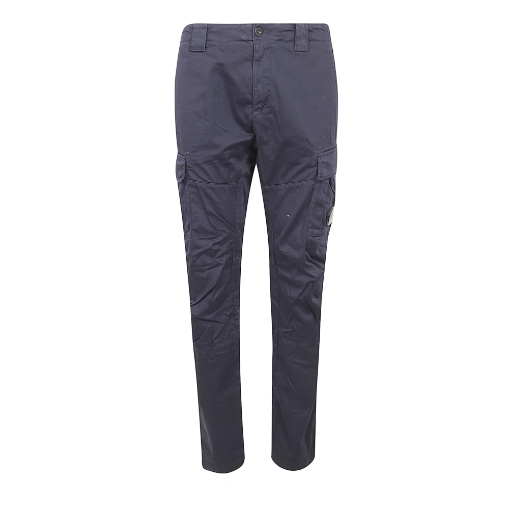 C.p. Company Men's Blue Slim-Fit Trousers, M, Stretch Sateen Ergonomic Cargo Trousers